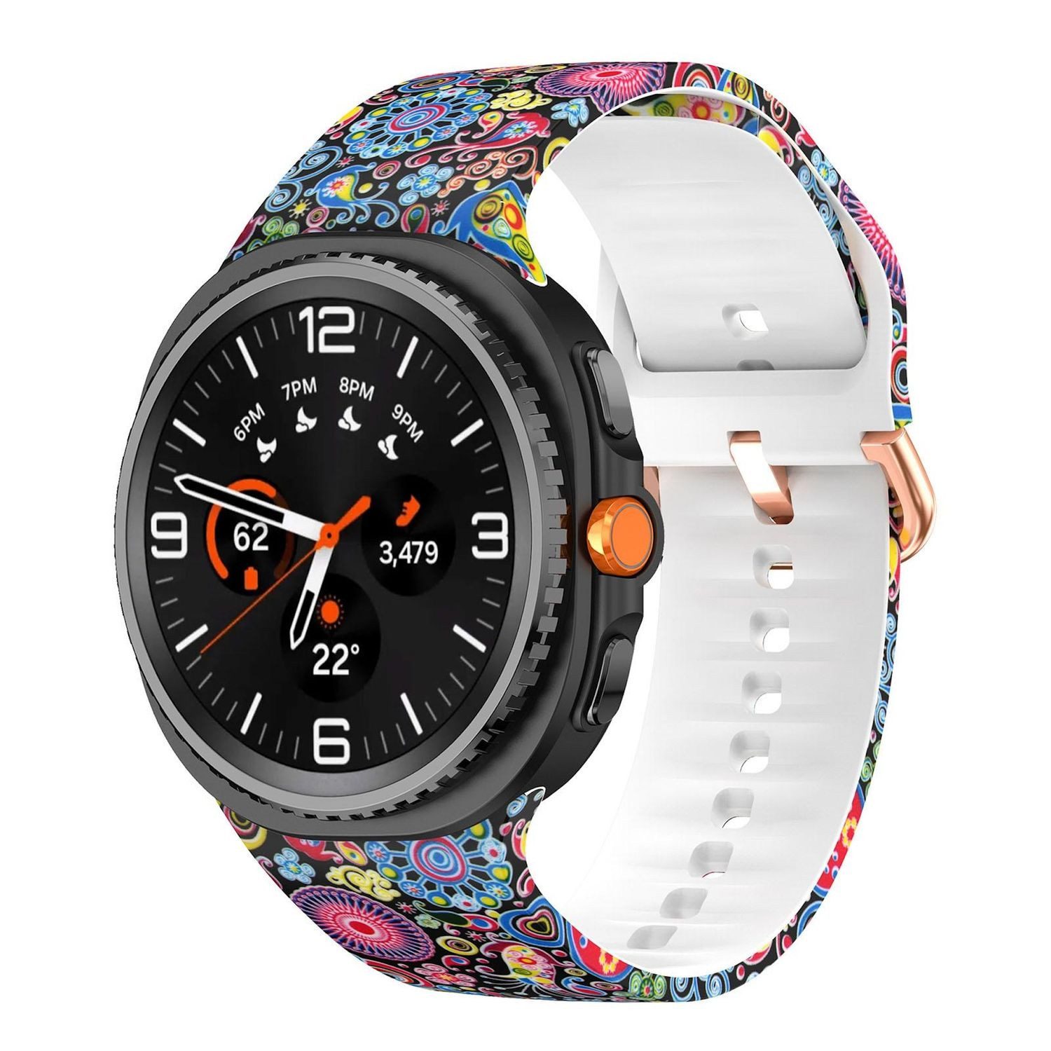 Wigento Smartwatch-Armband Silikon Motiv Design für Samsung Galaxy Watch 9 / 8 / 8 Classic, Hautfreundlich, verstellbar, waschbar
