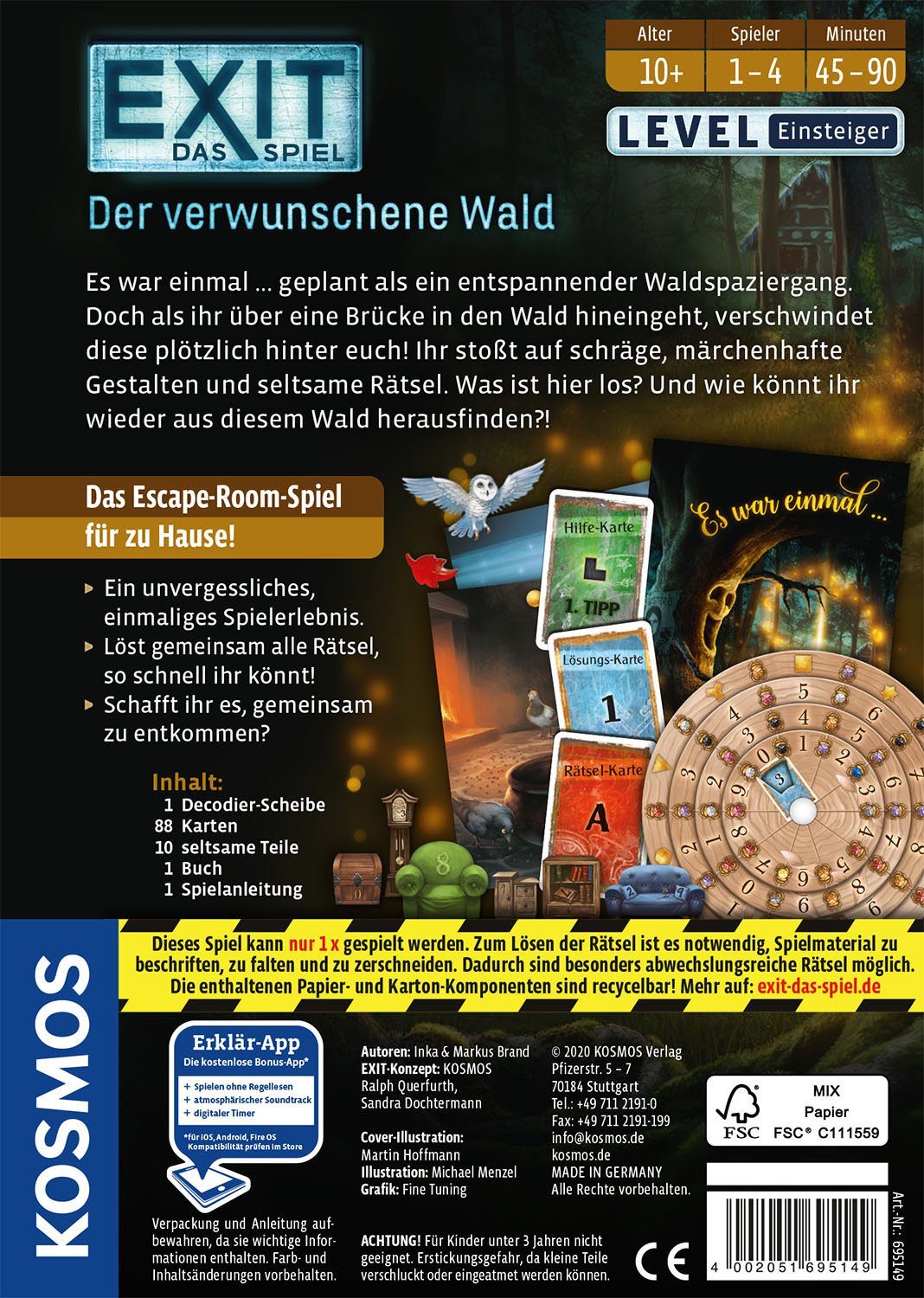 Kosmos Spiel EXIT, Der verwunschene Wald, Rätselspiel, Made in Germany