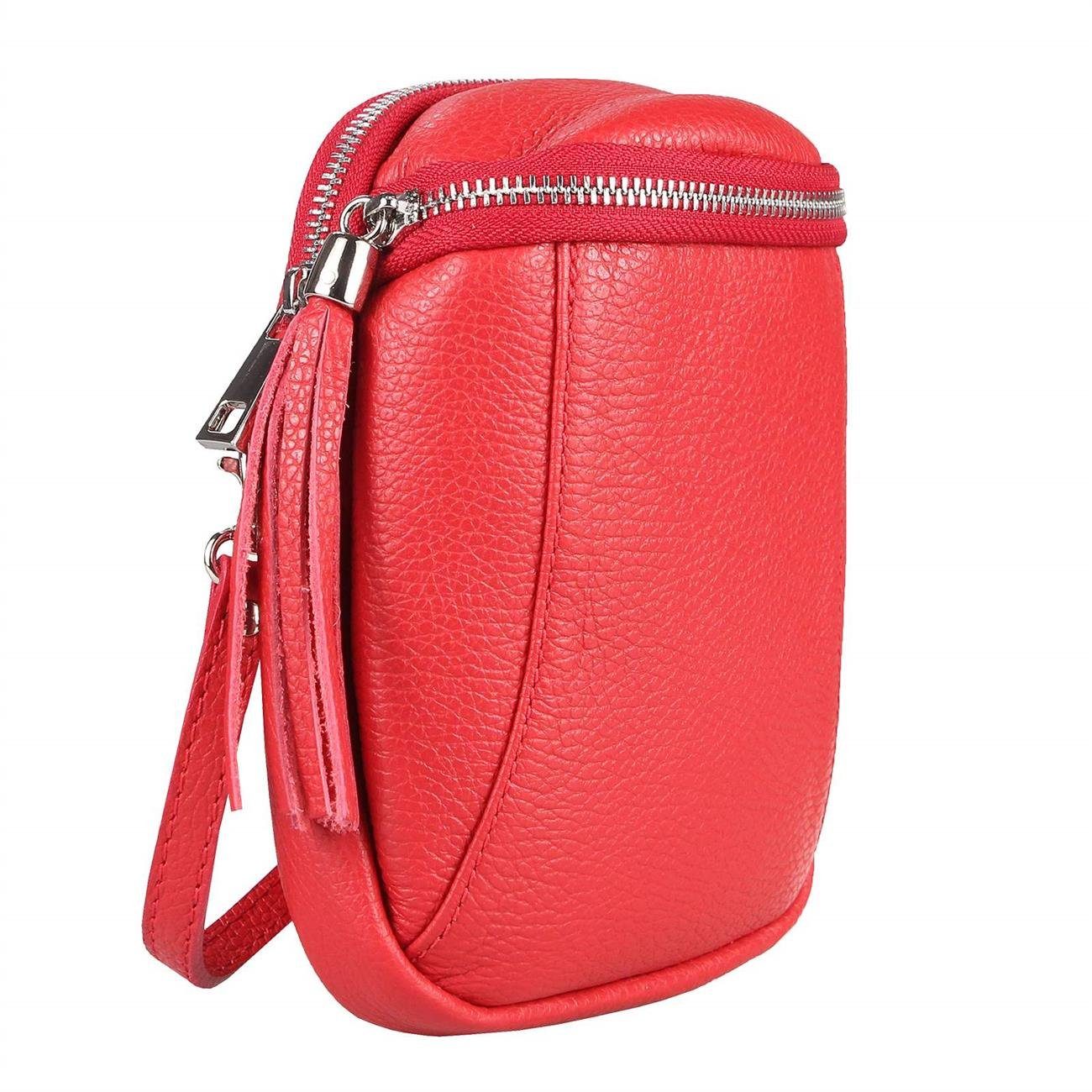ITALYSHOP24 Schultertasche Made in Italy Damen Leder Tasche CrossBody, als Handytasche, CrossOver, Umhängetasche tragbar