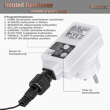 VOLTRONIC LED Baum LED-Baum in Birkenoptik, Fernbedienung, Timer, 8 Lichtmodi, Timer, LED fest integriert, Warmweiß, 8 Lichtmodi, Timer, LED fest integriert, Fernbedienung, Größenwahl