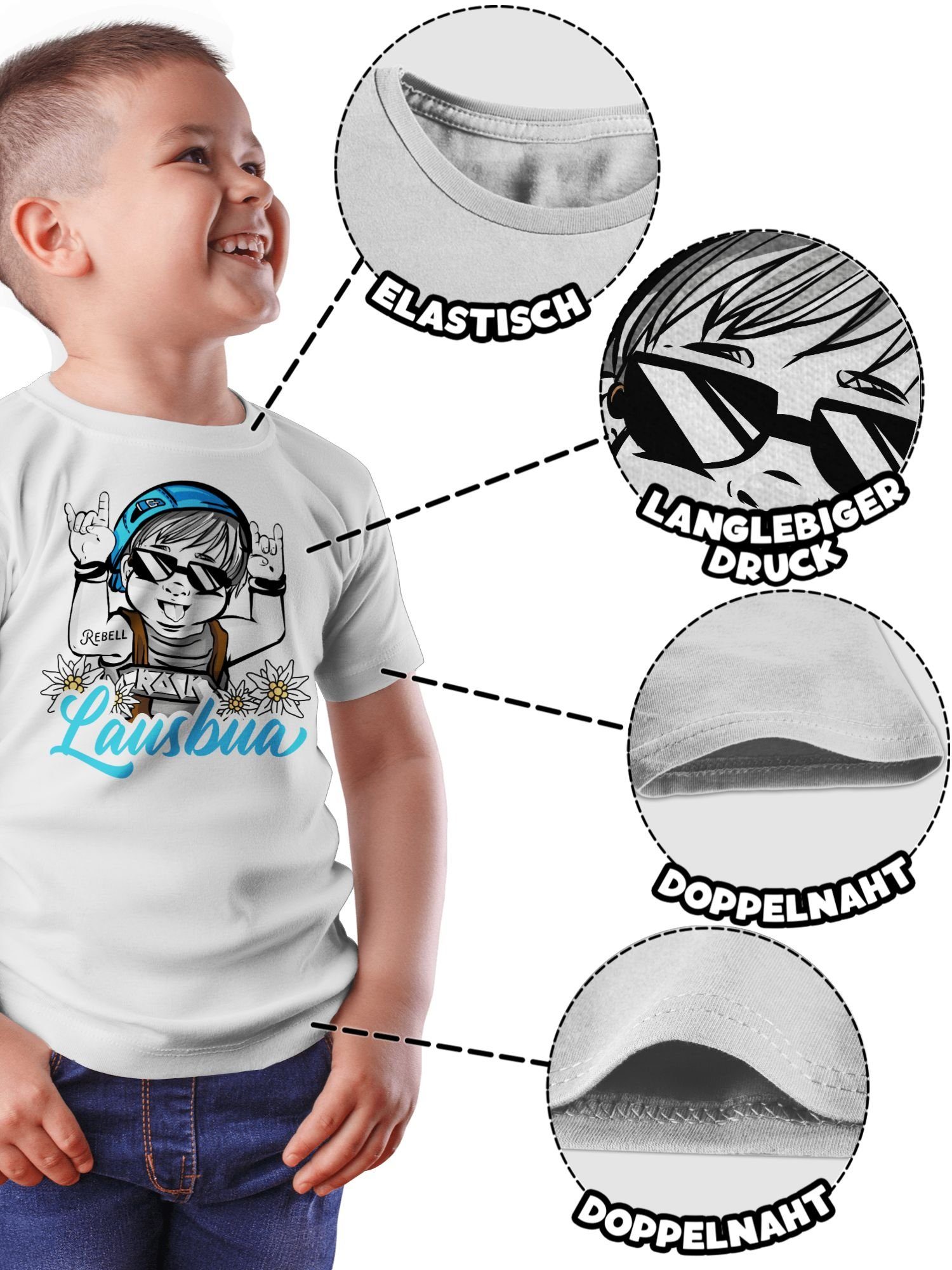 Shirtracer Weiß Mode Lausbua blau für Kinder - Oktoberfest 3 T-Shirt Outfit