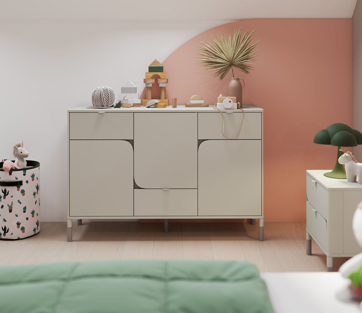 Compleo Kommode mit 3 Schubladen, 3 Türen, JUNA, modern Kinderzimmer