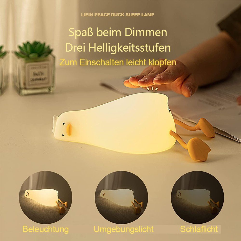 GelldG Nachtlampe Flach Nachtlicht Ente LED LED Kinder, Ente Liegende Nachtlicht Silikon