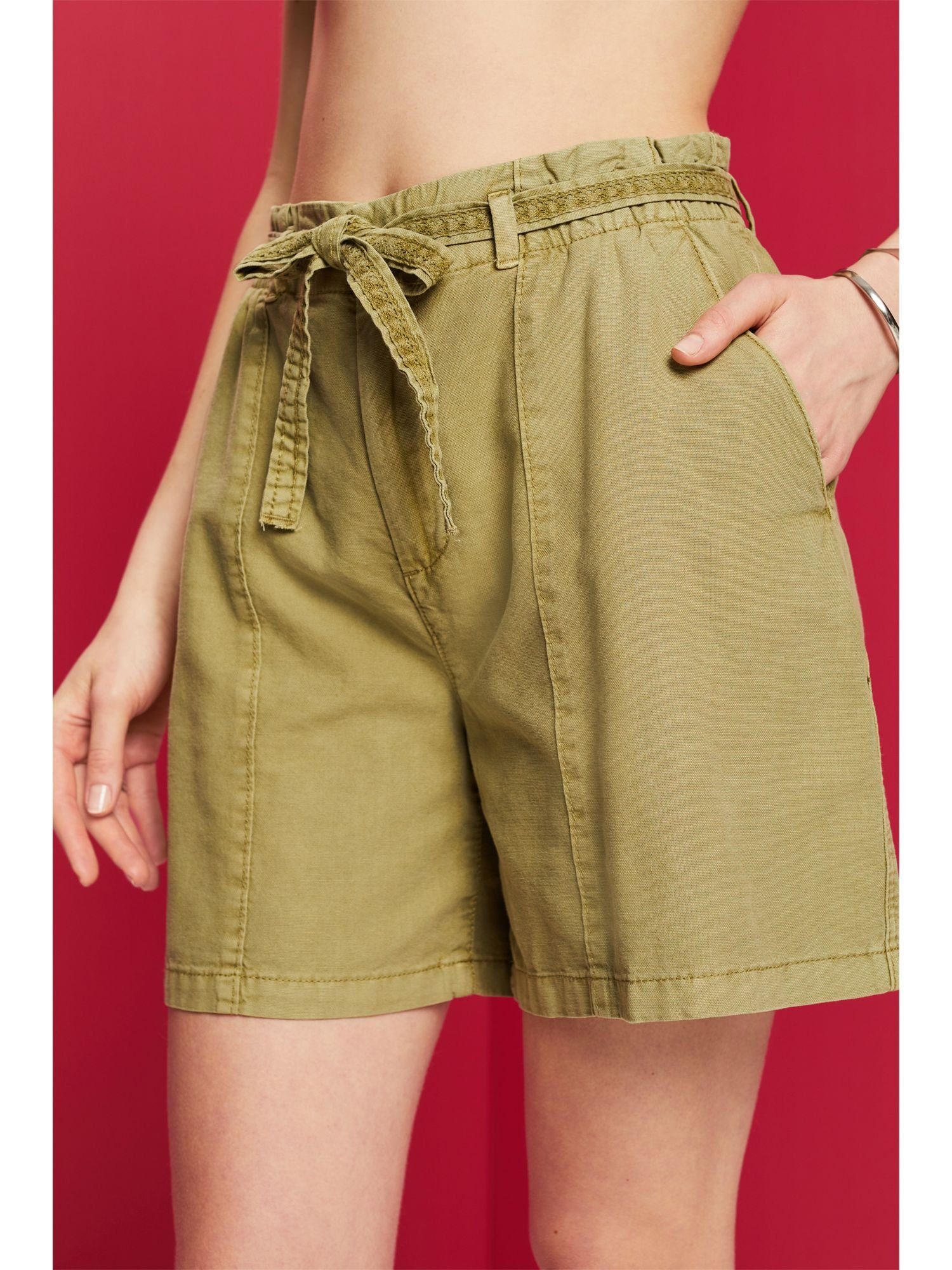 Esprit Shorts Shorts (1-tlg) Bindegürtel Leinenmix PISTACHIO aus GREEN mit