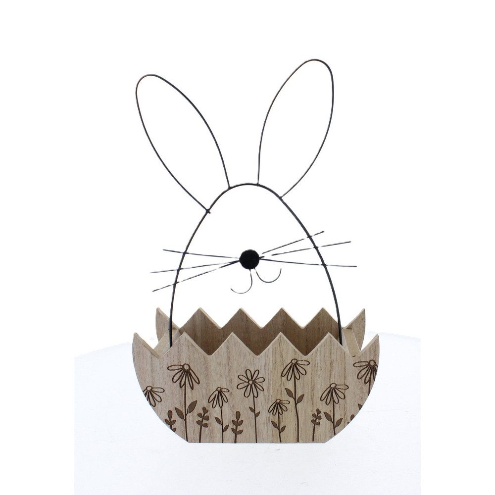 MICA Dekokorb Dekokörbchen Hase - Metall und Holz - ca. 19,5x10x31 cm