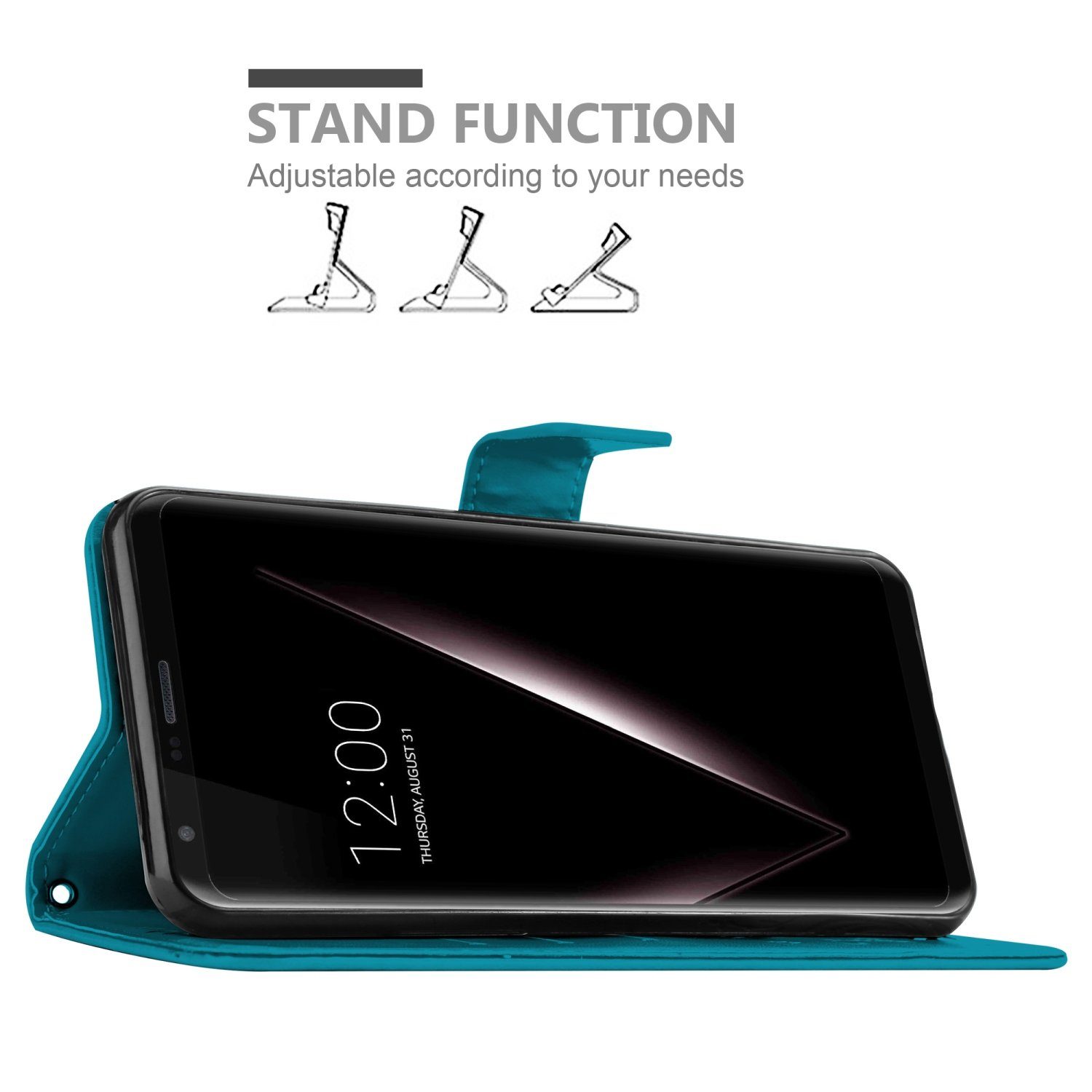 Cadorabo Handyhülle für LG V30 / V30+ / V30S / V30S+ Hülle LG V30 / V30+ / V30S / V30S+, Hülle Schutzhülle Blumen Flower mit Standfunktion Kartenfach Magnet