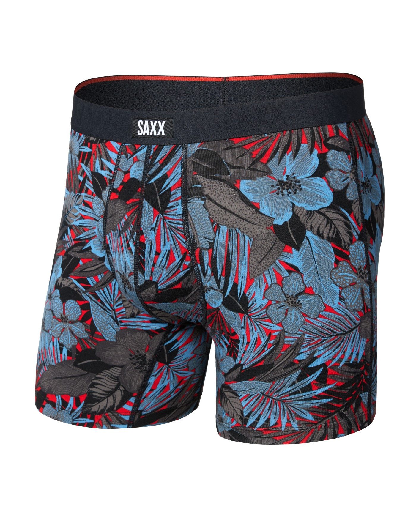 SAXX Boxershorts Vibe Xtra Soft Comfort Boxer Brief Fly Blätter blau/schwarz Herren