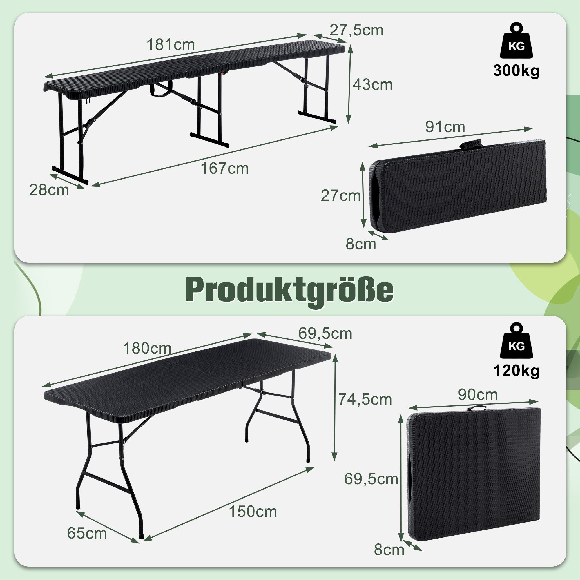 Thanaddo Klapptisch Bierzeltgarnitur 180cm Partytisch,Gartentisch,Campingti günstig online kaufen
