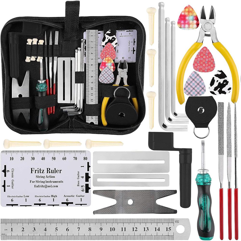 TUWENA Gitarrenständer 26 Stk Gitarrenpflege-Set für die Pflege und Reinigung Ihrer Gitarre, (26-tlg)