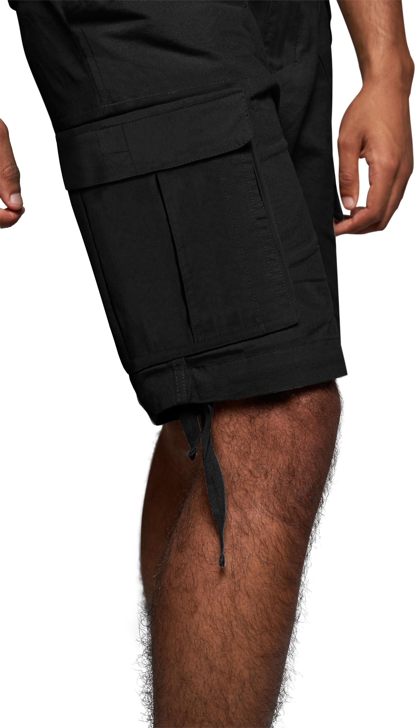 kurze Sommer-Shorts Bio-Baumwolle 100% normani „Kalahari“ - Gürtel Vintage-Shorts Freizeithose „Wadi“ Sommerhose nachhaltige Schwarz Bermudas mit