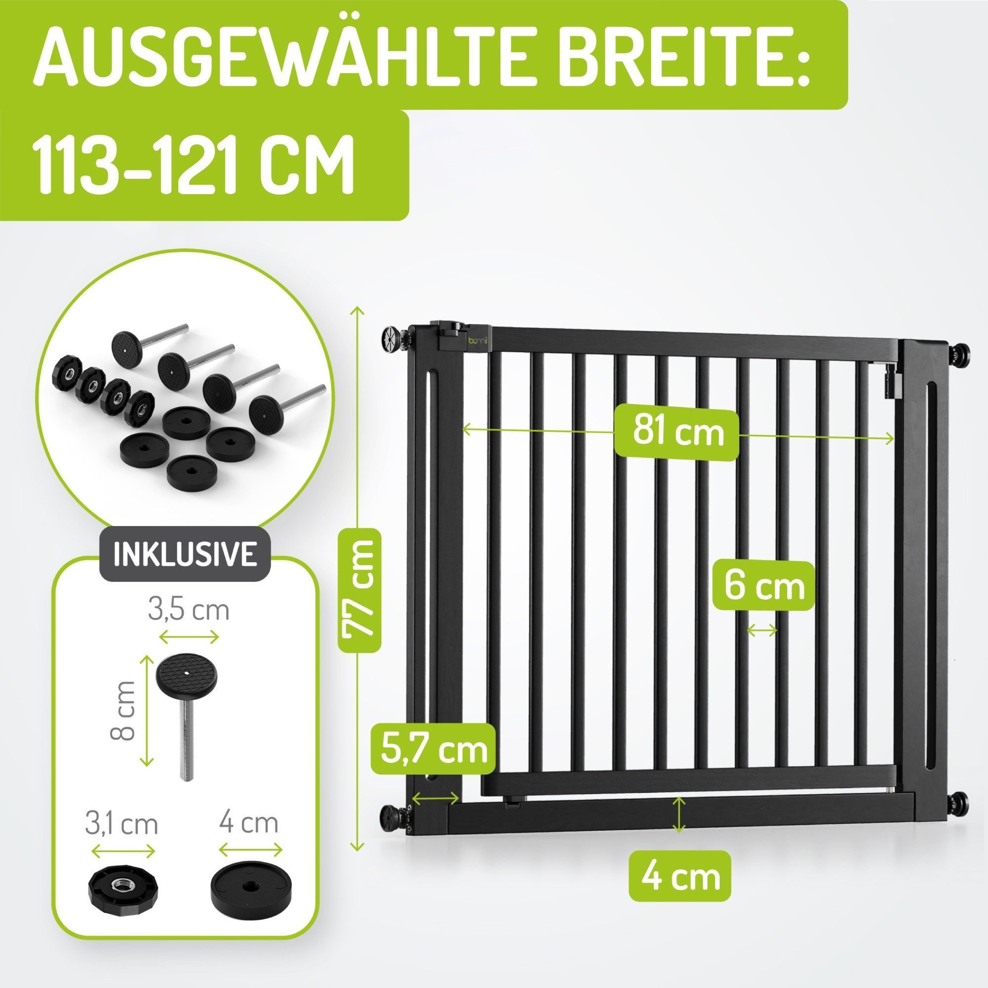 BOMI Türschutzgitter Kinderschutzgitter Miko 63-161 cm günstig online kaufen