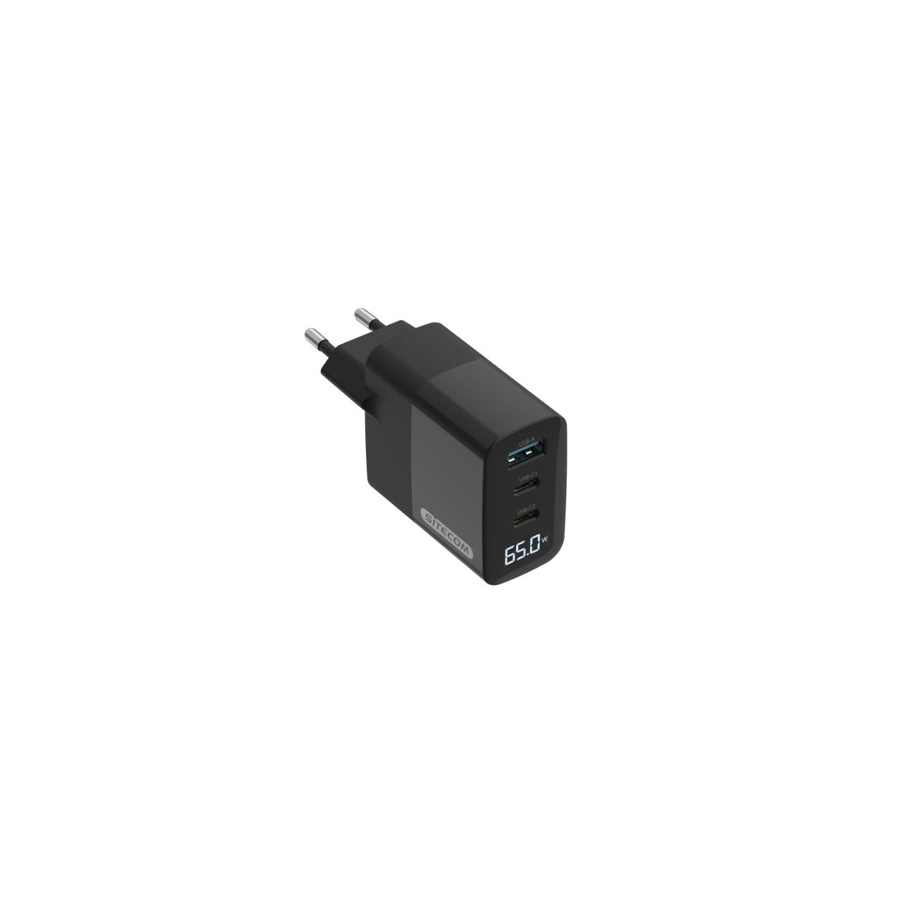 Sitecom CH-1002 USB-Ladegerät (3250 mA, Einzelartikel, 65 W GaN-Wandladegerät mit LED & Kombi-Anschlüssen)