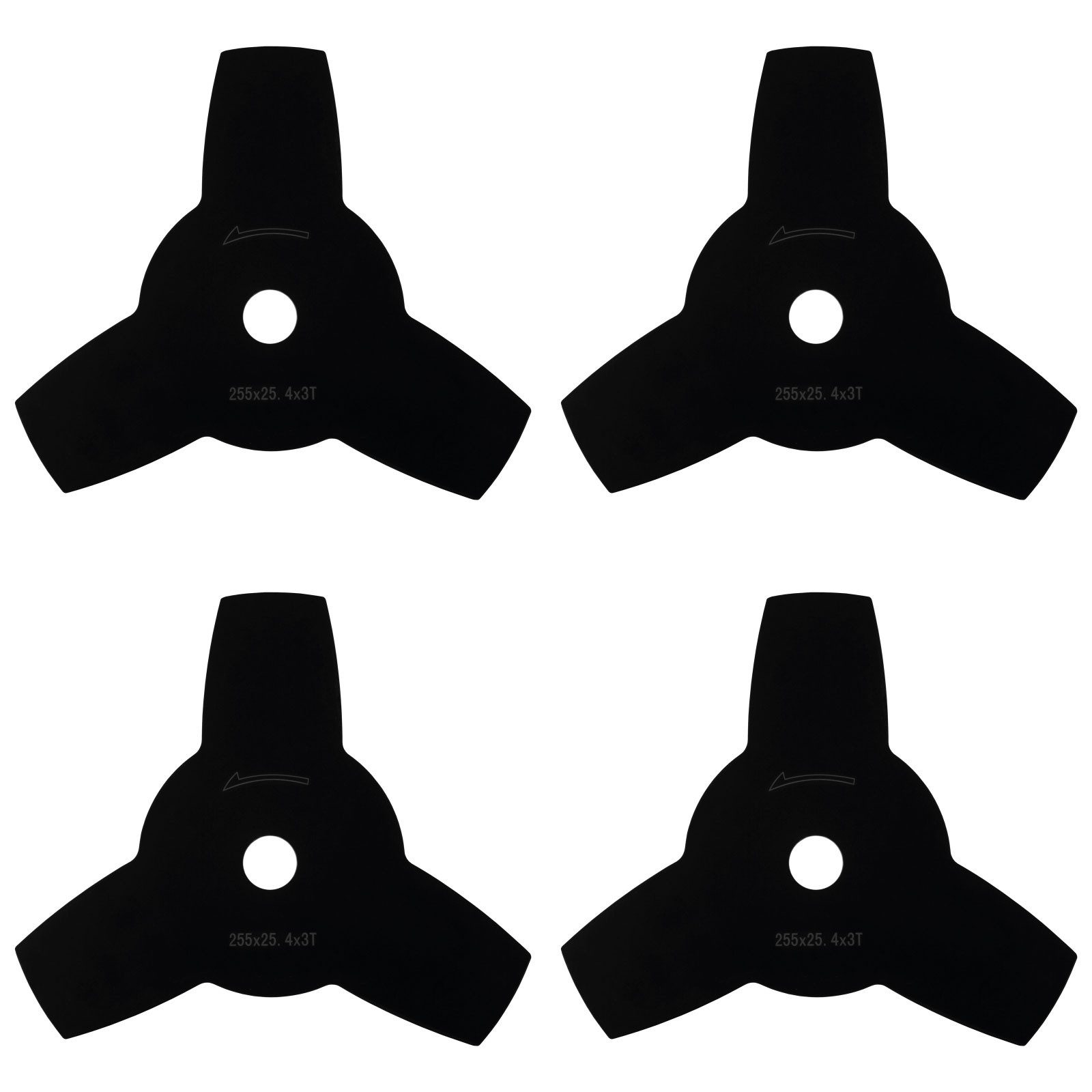 EBERTH Motorsensenmesser 4X Dickichtmesser (4 Stück), Ø 255mm, Bohrung Ø 25,4mm, 3 Zähne, Stahl, rostfrei