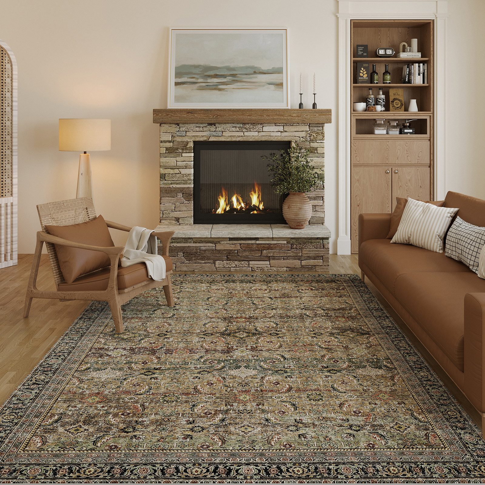 PURECOZY Teppich Wohnzimmerteppich, rutschfester Teppich, Retro-Stil, rechteckig, Höhe: 5 mm, geeignet für verschiedene Innenräume, 300x400cm