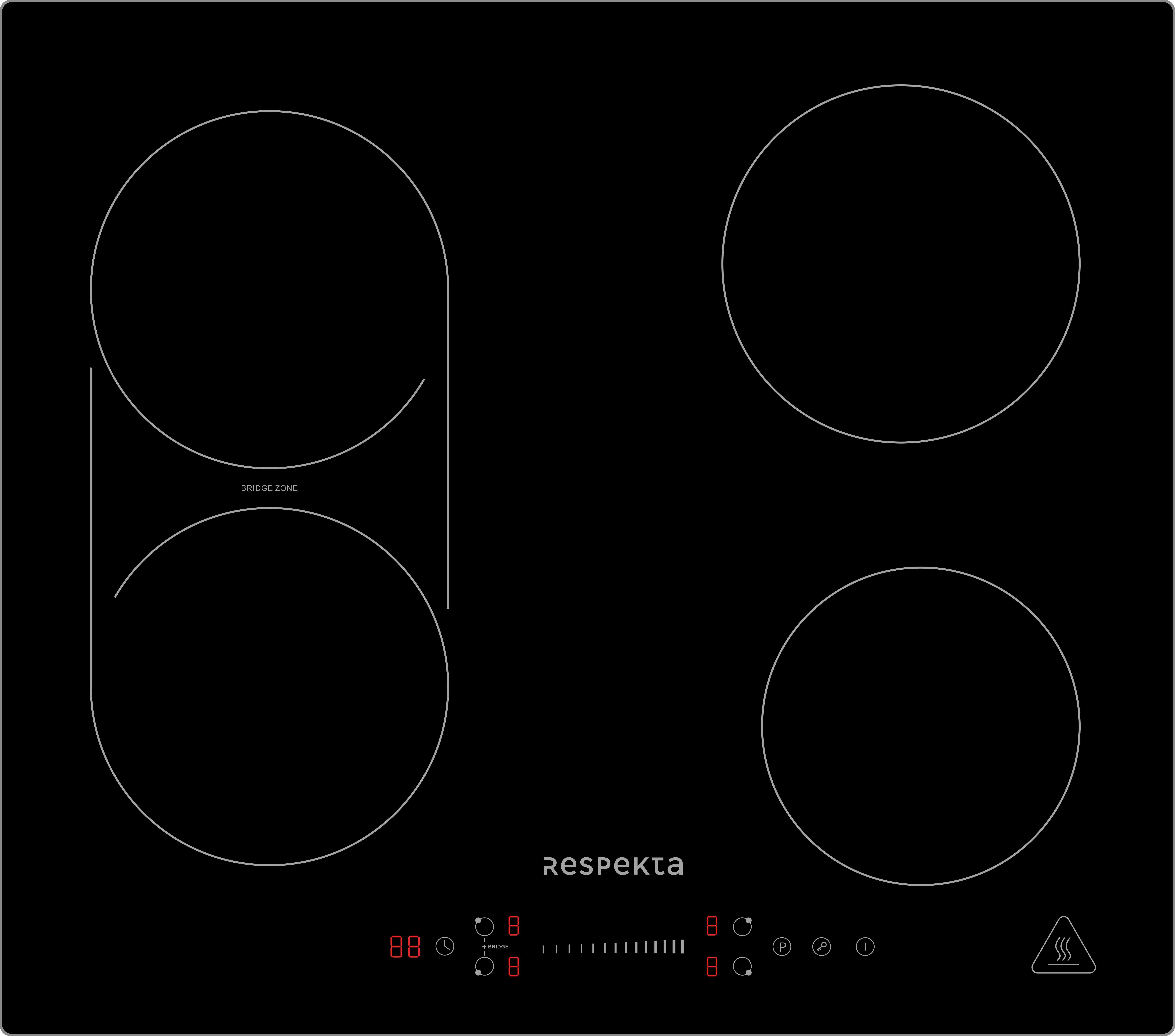 RESPEKTA Induktions-Kochfeld Alois KM6600IB-28, Touch Control mit Slider Steuerung, Designrahmen in Aluminium