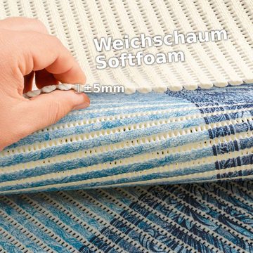 Schaum-Badematte Badteppich Weichschaum Badematte Schaum Ornament Teppich Badvorleger ANRO, Höhe 5 mm, strapazierfähig, Drainage Effekt, Rillen, wasserdurchlässig, rutschhemmend, pflegeleicht, Weich, Rutschfest, Rutschhemmend, Schnelltrockend, mit Drainagelöchern, Modern, Praktisch, Kunststoff, Rechteckig, Geprägt