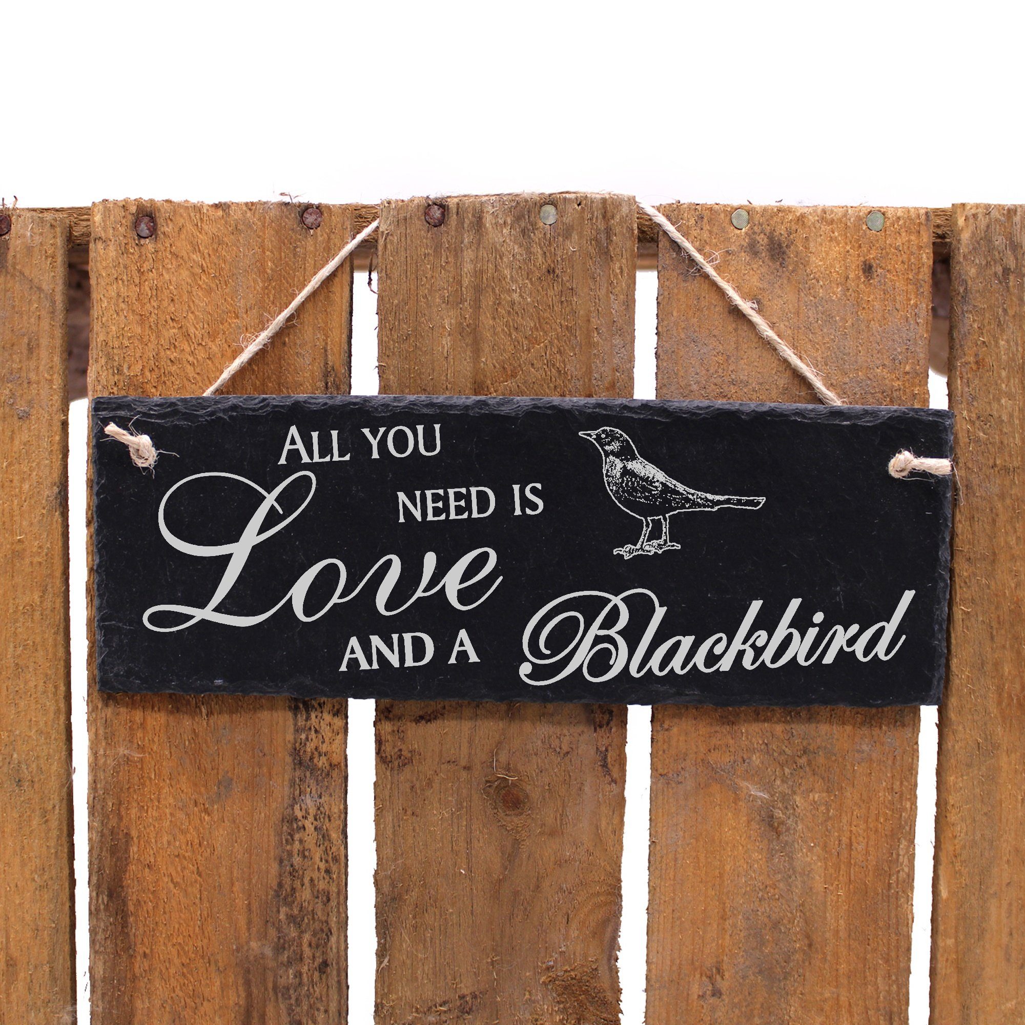 Blackbird Love Hängedekoration you is 22x8cm Amsel Dekolando need and a All Schwarzdrossel