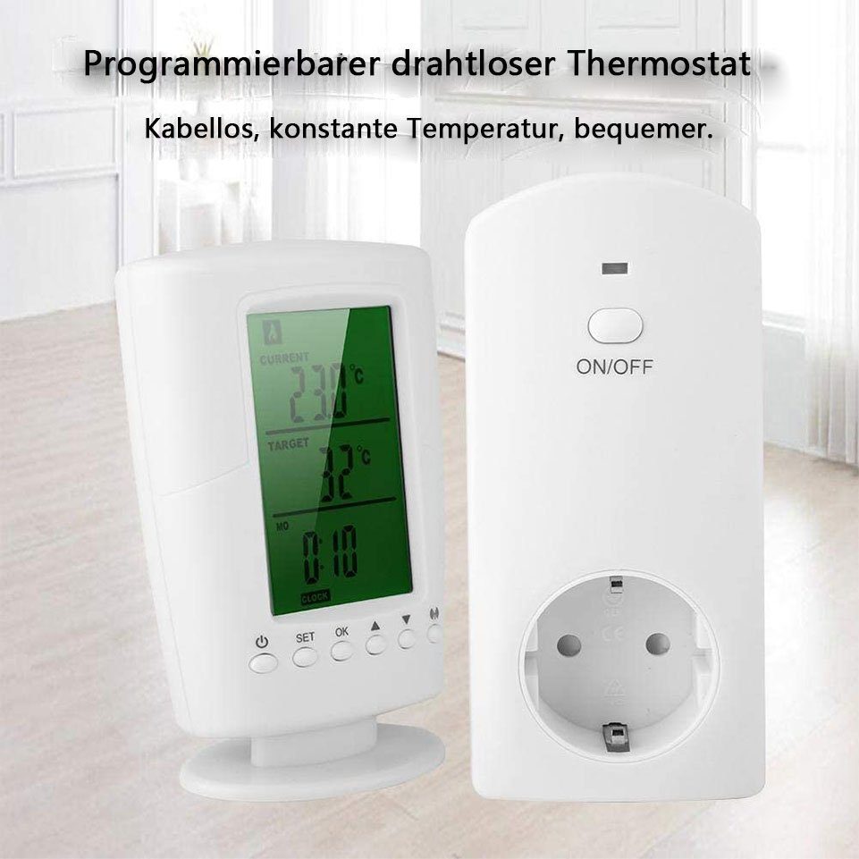 BEARSU Raumthermostat »Digitaler drahtloser programmierbarer Thermostat,  Timer, Schalter, Steckdose, Temperaturregler, Mehrkanalsteuerung,  Kühlmodus, Heizung, grüne Hintergrundbeleuchtung – europäisches Modell«,  (1-St) online kaufen | OTTO