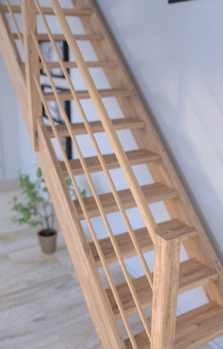Starwood Raumspartreppe Holztreppe Mykonos Gerade-Eiche-Holz-Holz Design