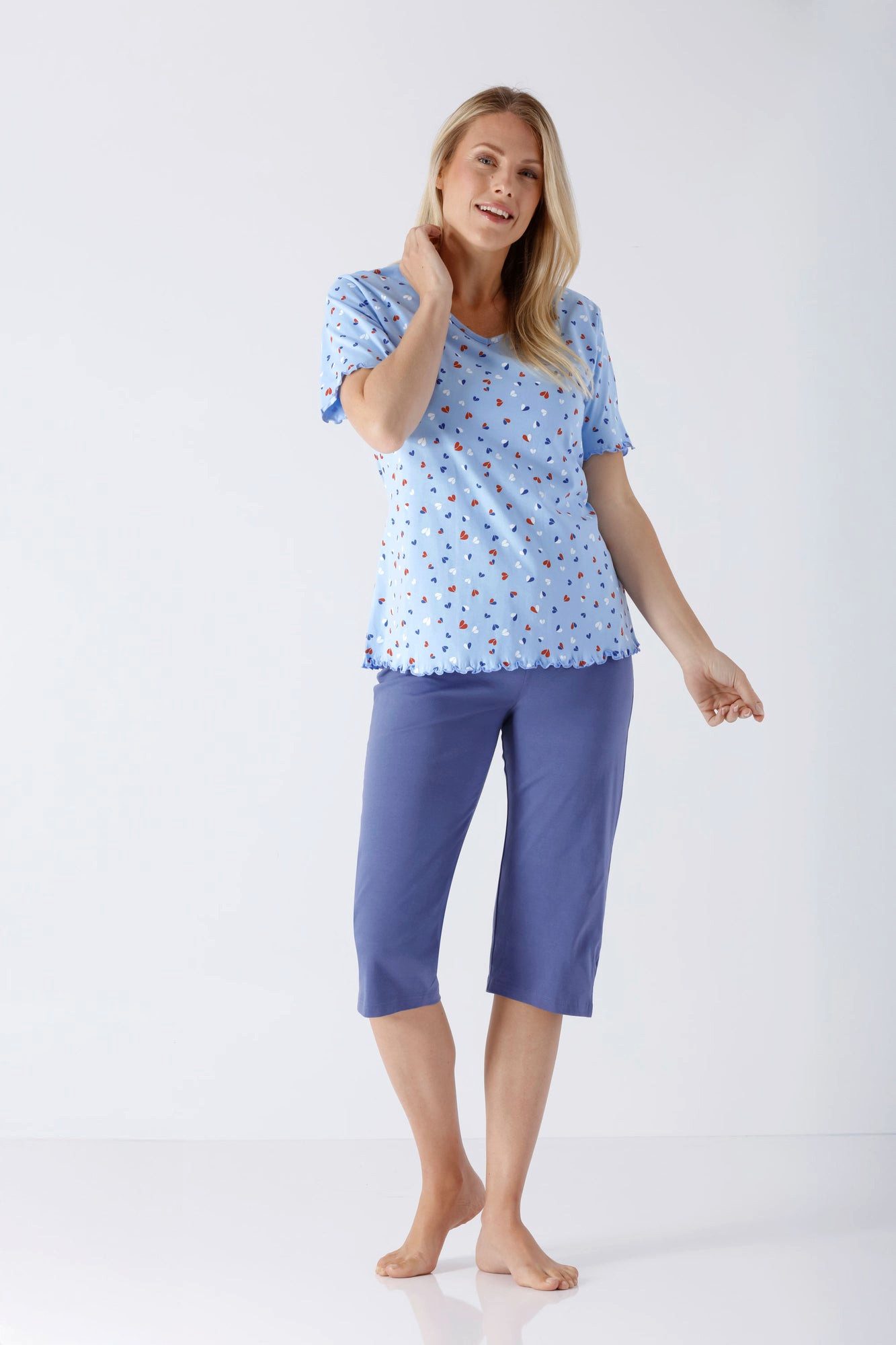 Hajo Schlafanzug Damen Schlafanzug Capri Premium Cotton