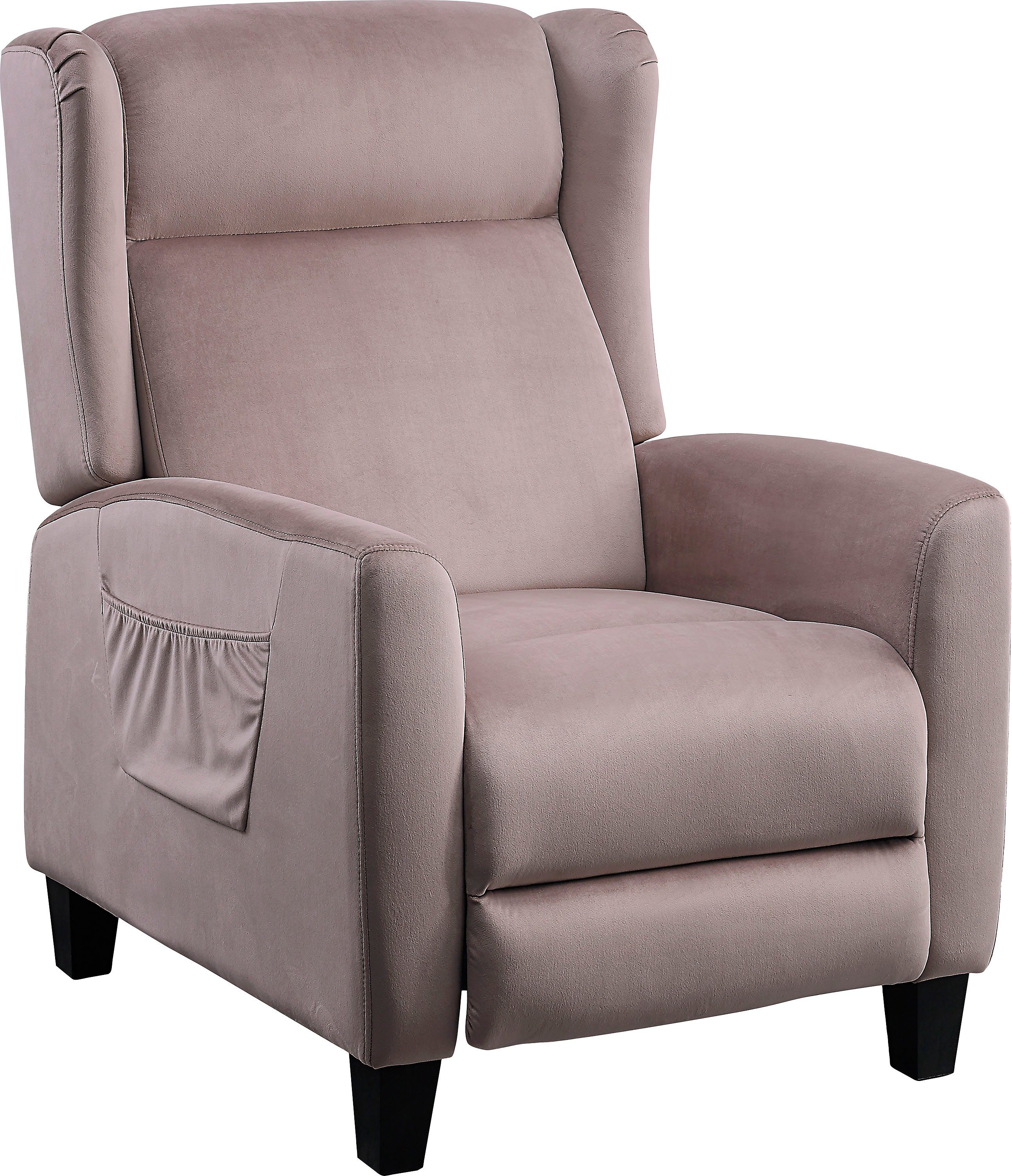 ATLANTIC home collection TV-Sessel Timon, klassischer Ohrensessel mit Relaxfunktion und praktischer Seitentasche