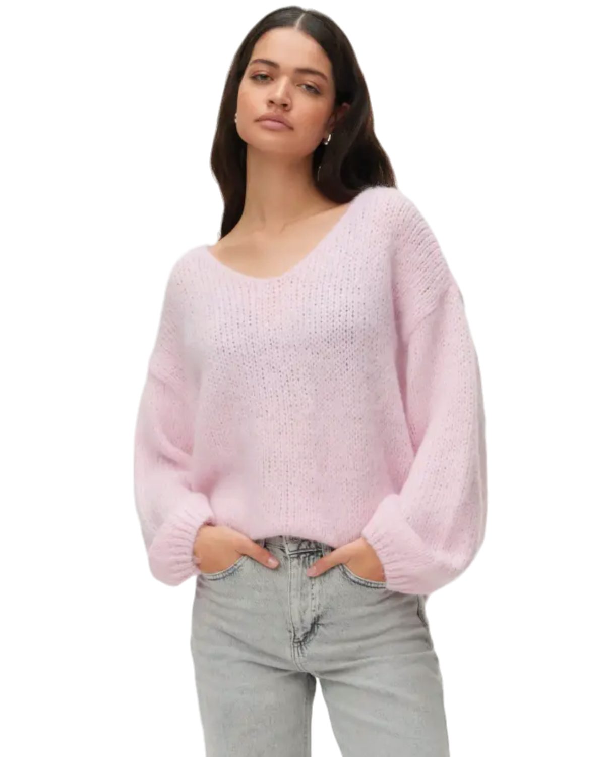 Vero Moda Strickpullover lockerer Pullover mit Ballonärmel