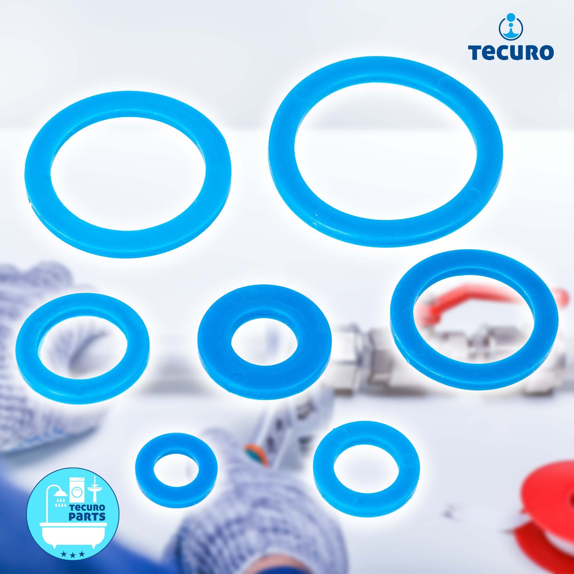 tecuro Gewindefitting Softprene-Dichtung für Verschraubungen Sanitär-Heizung, 3/8 Zoll (14,5 x 8 x 2,5 mm)