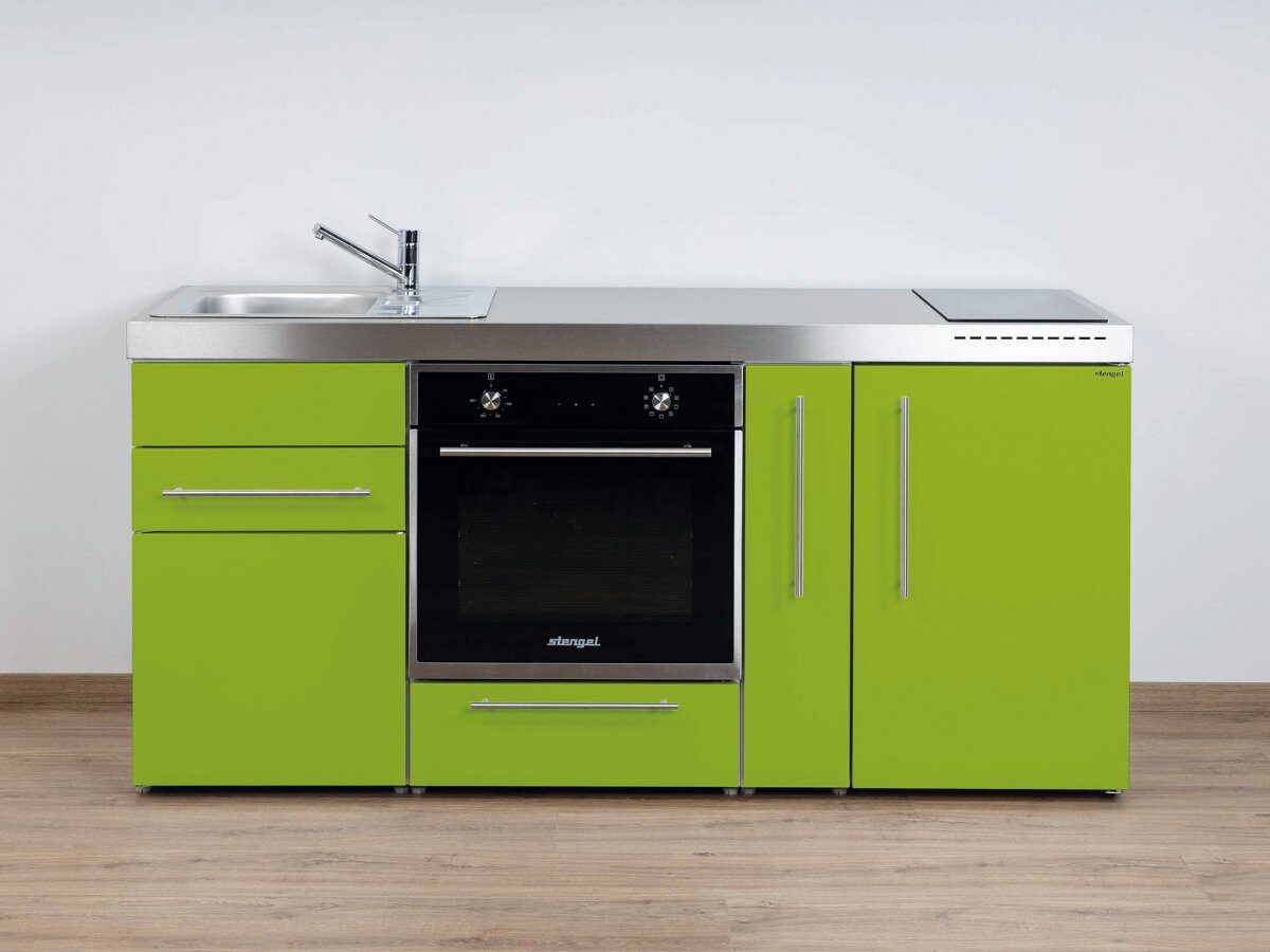 Stengel Küchenzeile MPB 180 A mit Kühlschrank und Backofen und Induktionskochfeld, Miniküche Premiumline, 180 cm