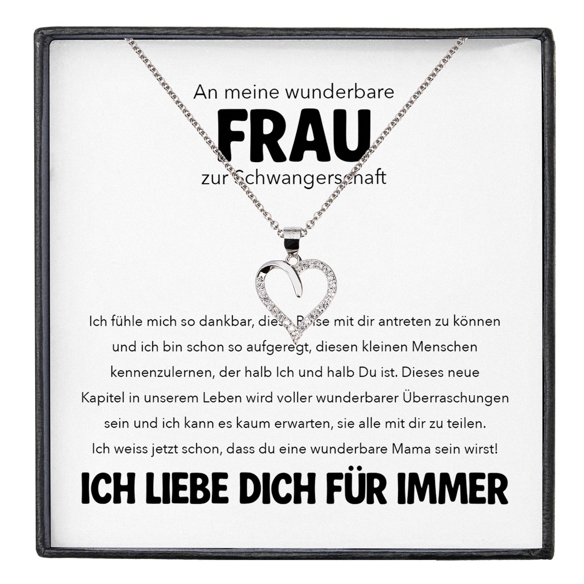 22Feels Schmuckset Ehefrau Ich Liebe Dich Geschenk Frauen Herz Kette Damen Hochzeitstag (inkl. Geschenktasche, Karte, Poliertuch, Beutel), Silber 925/000, Karte Made In Germany