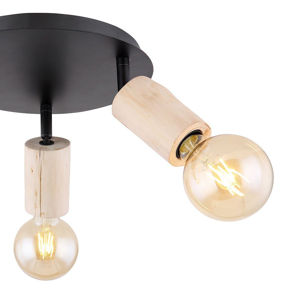 Leuchtmittel Deckenspot, Spotleuchte nicht Holz Deckenlampe etc-shop 3-flammig Deckenstrahler schwenkbar inklusive, LED