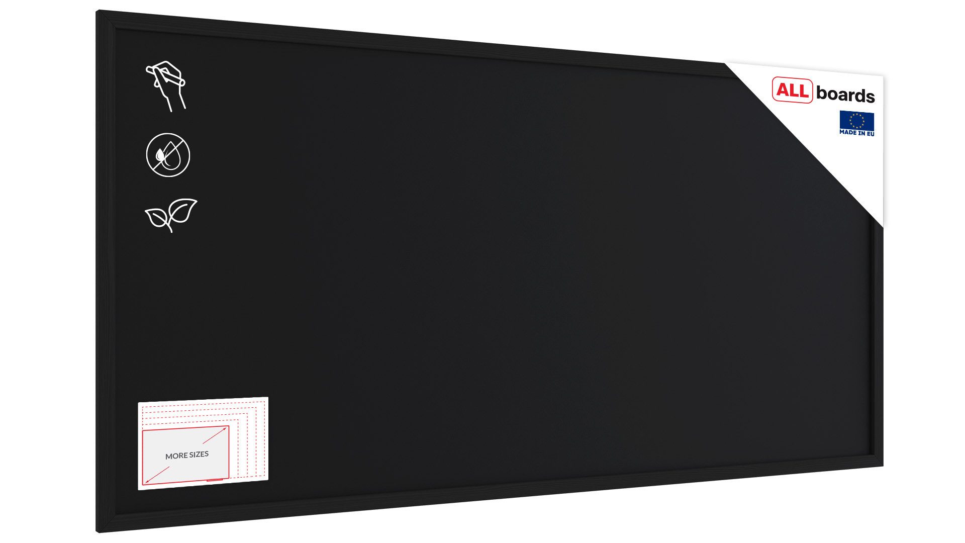 ALLboards Wandtafel Schwarze Kreidetafel, ECO-Holzrahmen