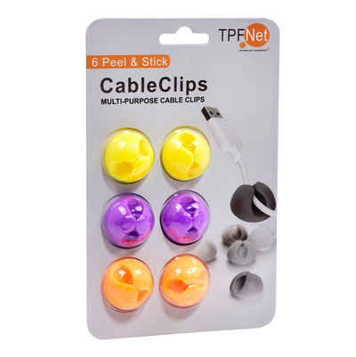 TPFNet Kabelführung CableDrop - Kabeldurchführung - Kabelclips - Kabelhalter (1-St., Kabelmanagement Cable Clip - Selbstklebend - Kabel Organizer Set), für Schreibtisch, Netzkabel, USB Ladekabel usw. verschiedene Farben