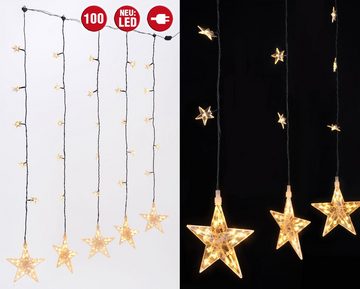 Spetebo Lichtervorhang Stern Lichtervorhang 105x100 cm warmweiß, 30-flammig, mit 5 großen und 25 kleinen Sternen zur weihnachtlichen Dekoration