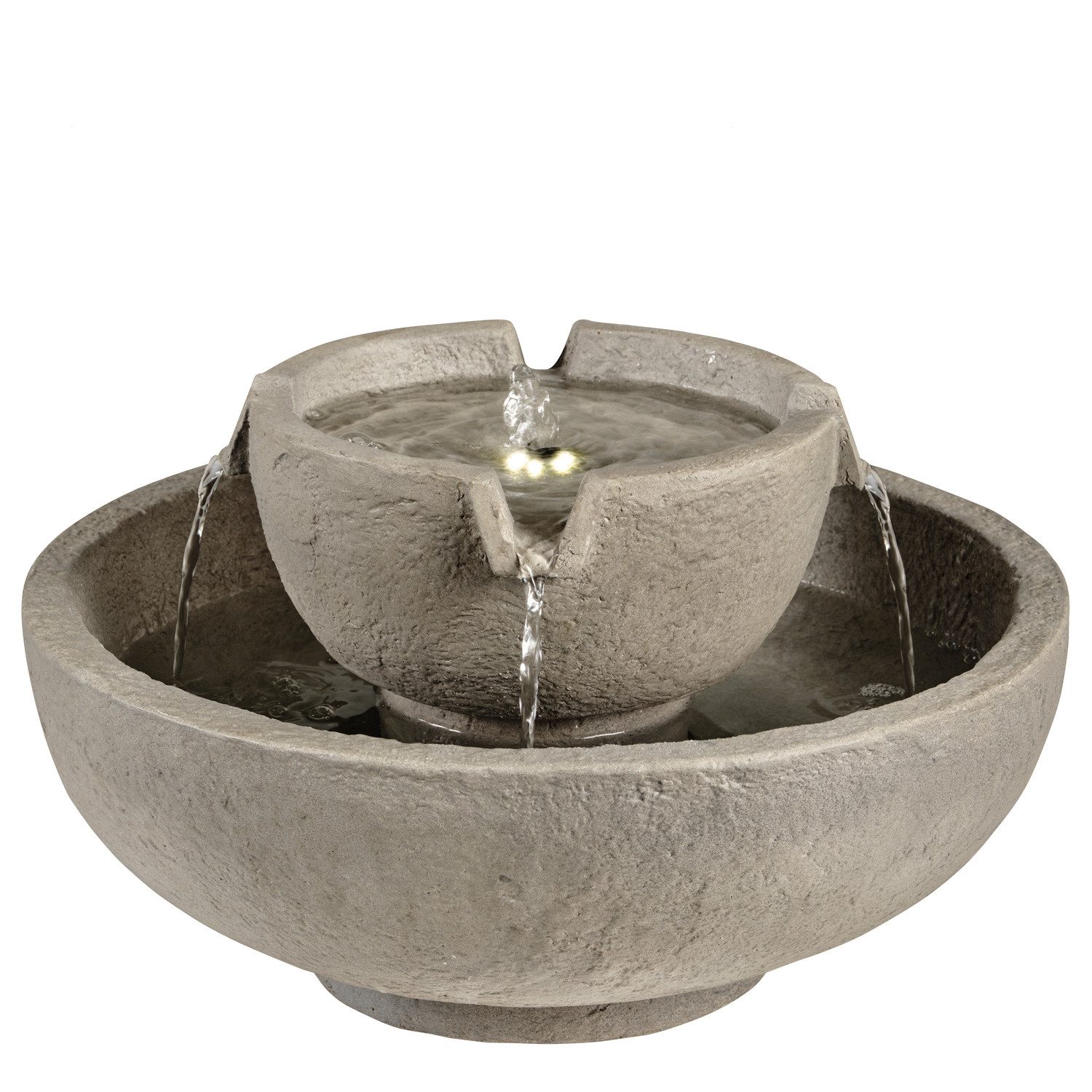 MARELIDA Gartenbrunnen LED Solar Brunnen runder Zierbrunnen Springbrunnen D: 43cm, 43 cm Breite