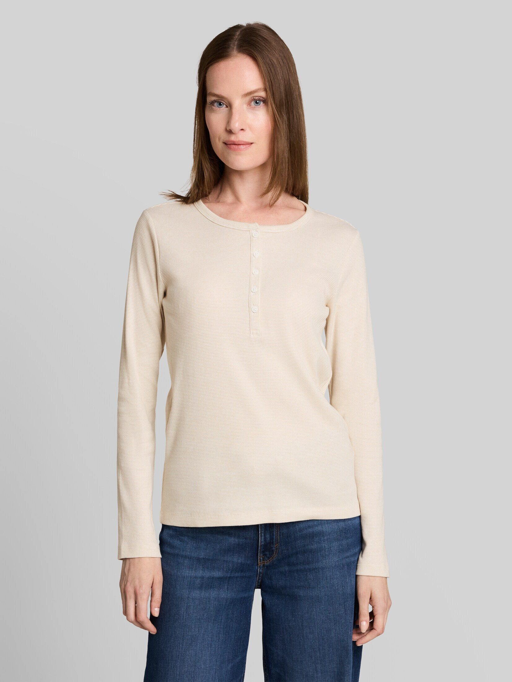TOM TAILOR Langarmshirt T-Shirt (im Einserpack) Henley Langarmshirt mit Rippstruktur