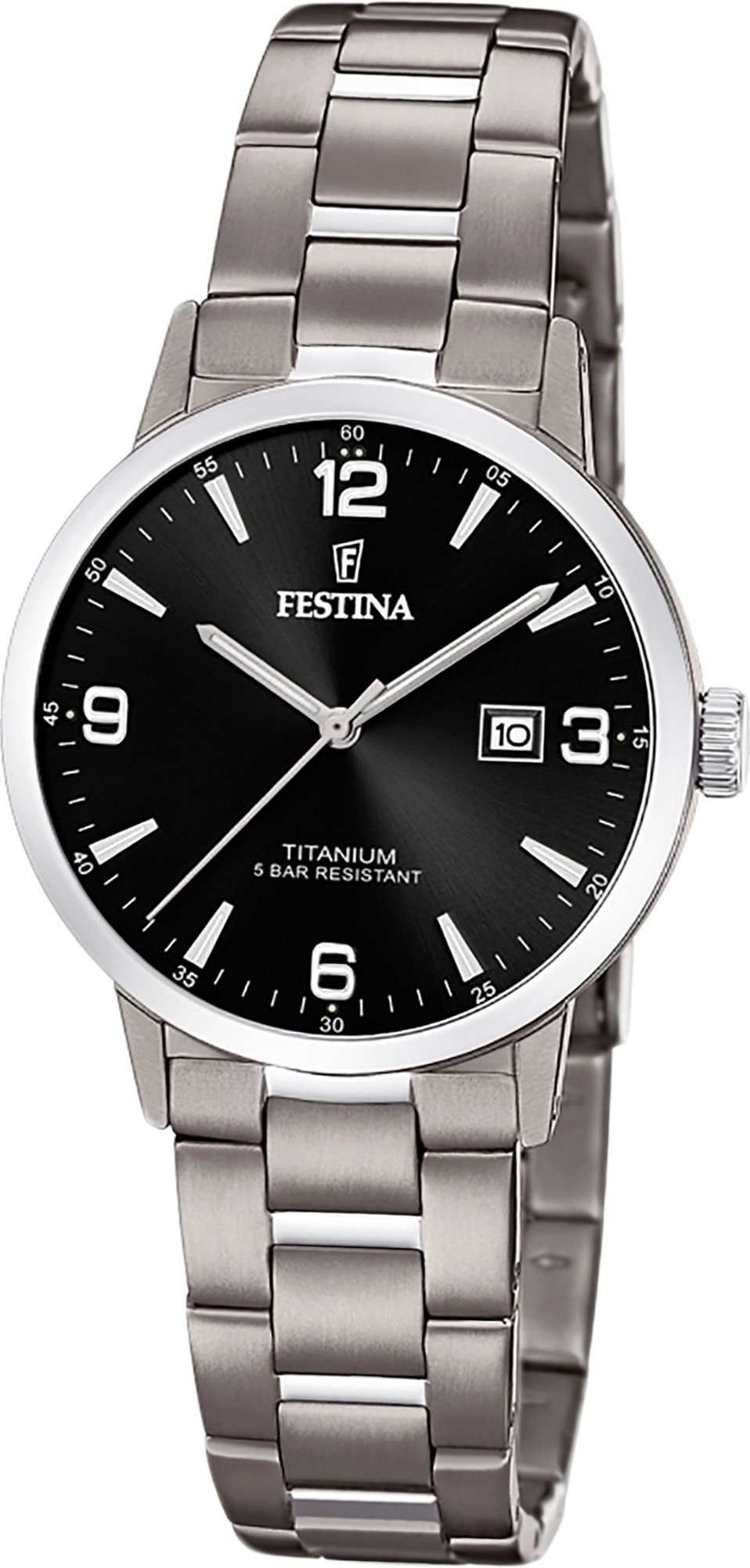 rund, Titan Festina Quarzuhr 31mm) Damenuhr Damen Uhr, (ca. Festina silber, Titanarmband mittel