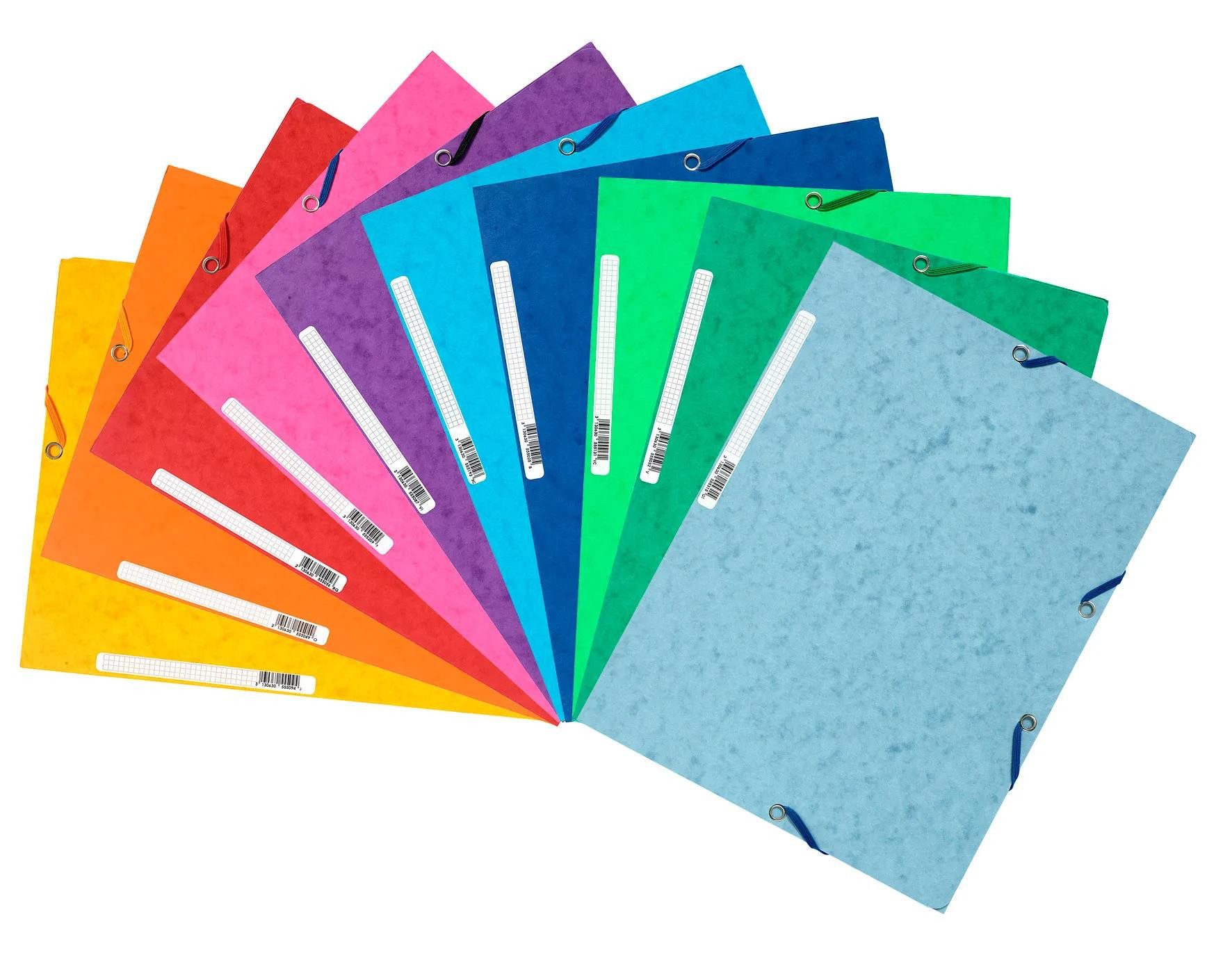 Organisationsmappe 50x Sammelmappe +Gummizug 3 Klappen Etikett Karton A4 sortiert 55510E