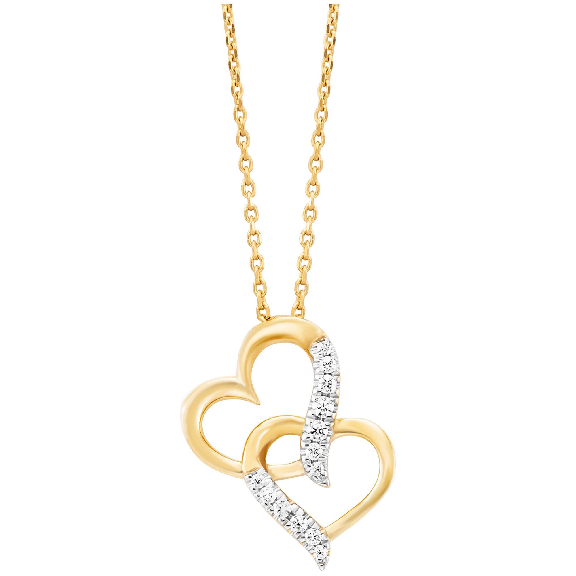 Kette mit Anhänger 925/- Sterling Silber rhodiniert/vergoldet Herz 13 Zirkonia