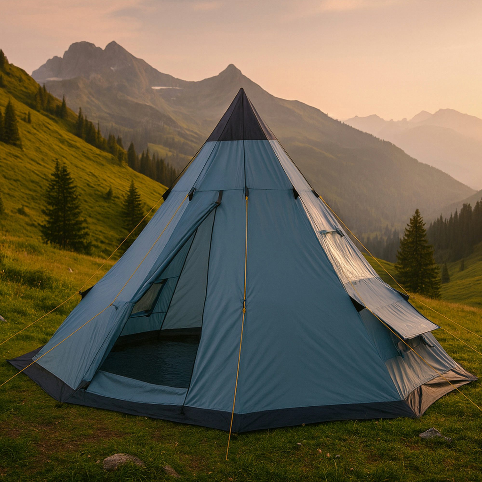 CampFeuer Tipi-Zelt Tipi Zelt Spirit für 4 Personen, 3000 mm Wassersäule, Grau, Kegelzelt, Personen: 4
