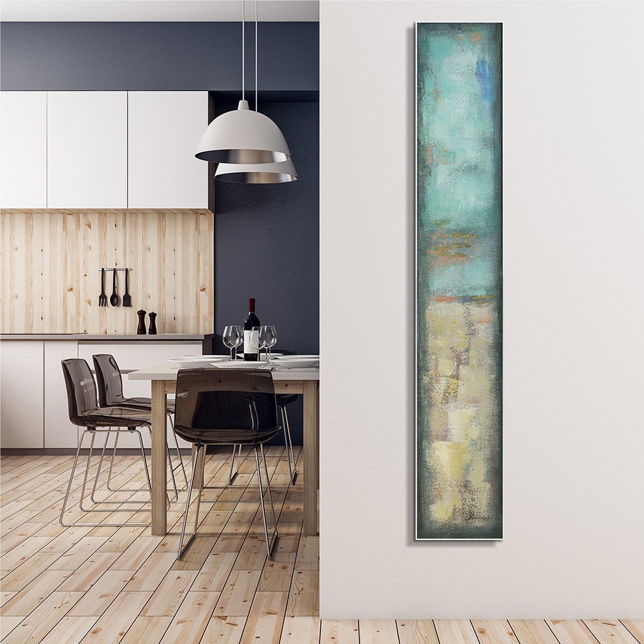 ArtUniverse Gemälde Harmonie in Türkis 25 x 150 cm, Abstrakt