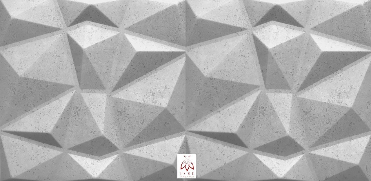 IKHEMalarka Diamant 3D cm, Betonlook, 0,50 4m²/16PCS 50,00x50,00 41 qm Deckenpaneele Wandverkleidung Wandpaneel POLYSTYROL BxL: