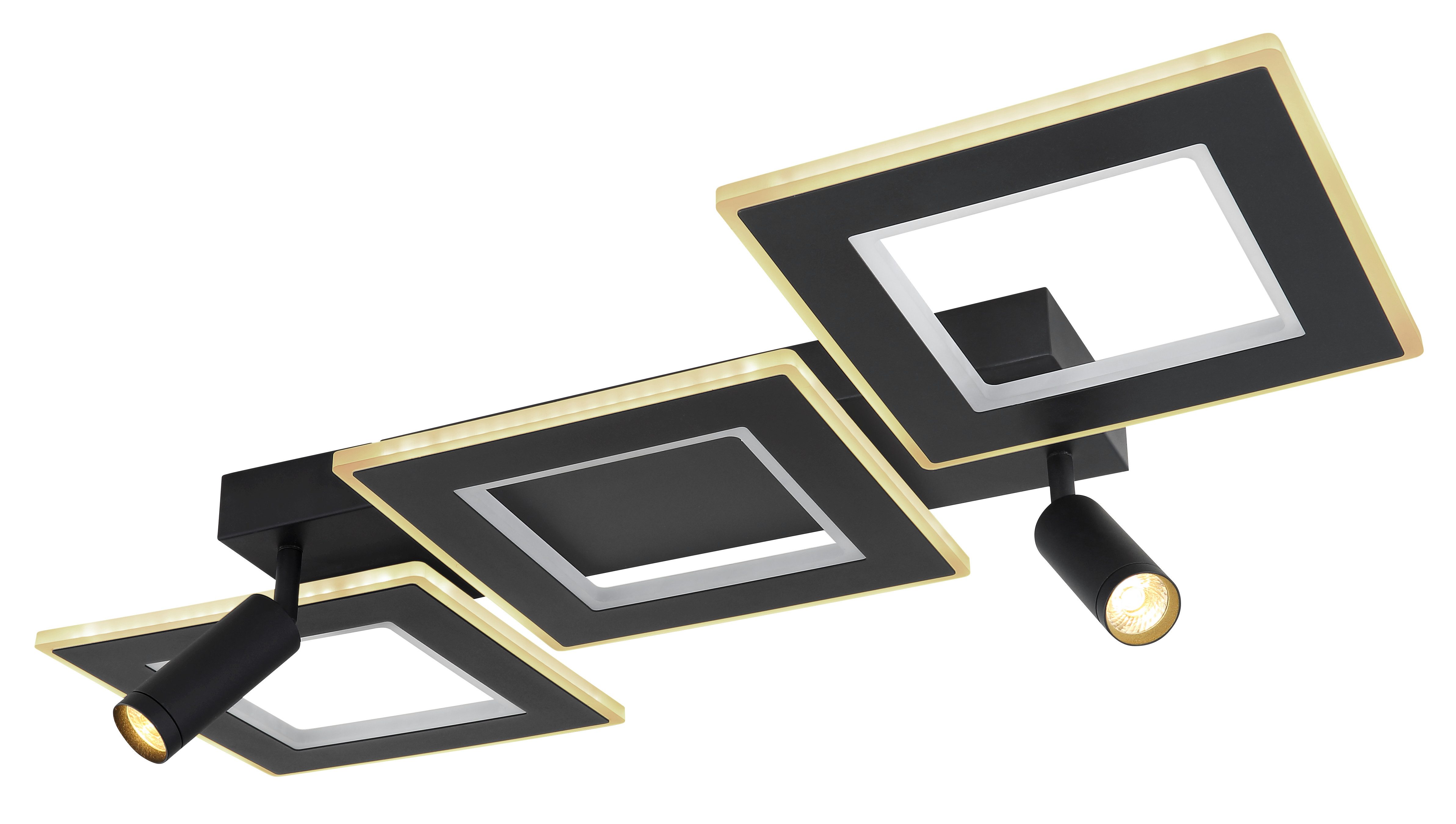 GLOBO LIGHTING Deckenleuchte MARIAN, LED fest integriert, Schwarze Deckenleuchte mit RGB Farbwechsler, Strahler drehbar