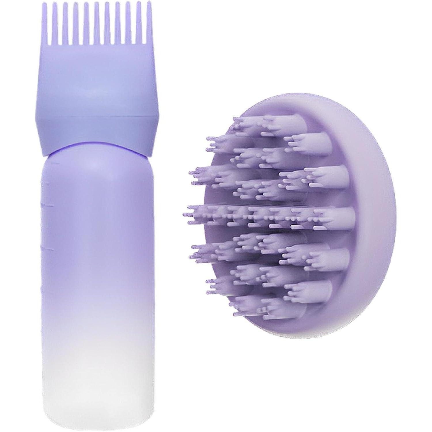 LuxusKollektion Farbmischbehälter Haaröl Applikator mit Scalp Massager und Flasche, lila - Haarstyling