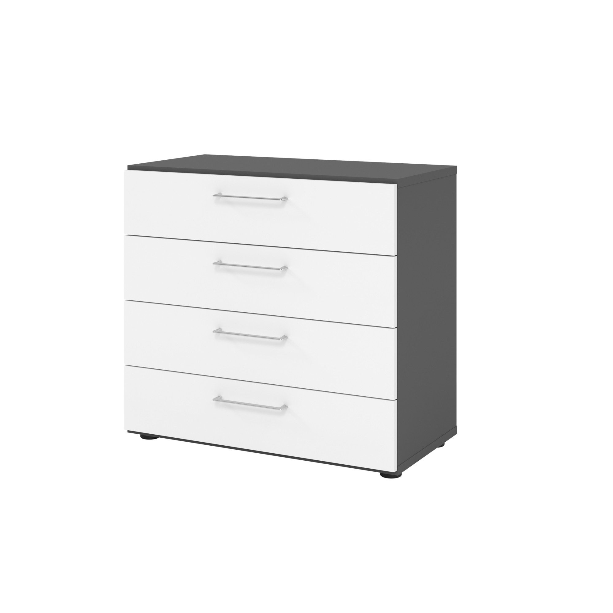 Hängeschuhschrank Regal 2OH 4 Schübe graphit/weiß