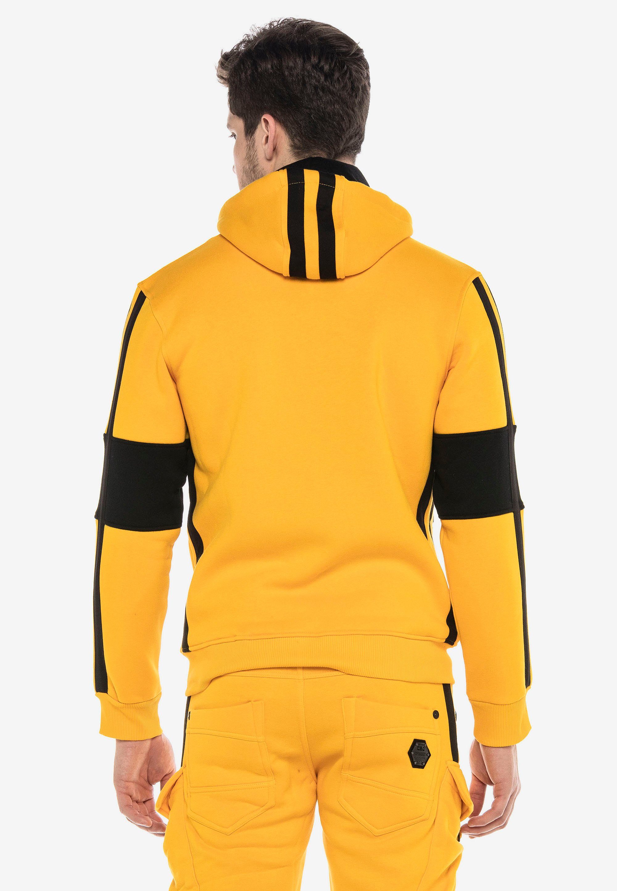gelb Cipo Baxx mit Streifen trendigen & Sweatjacke