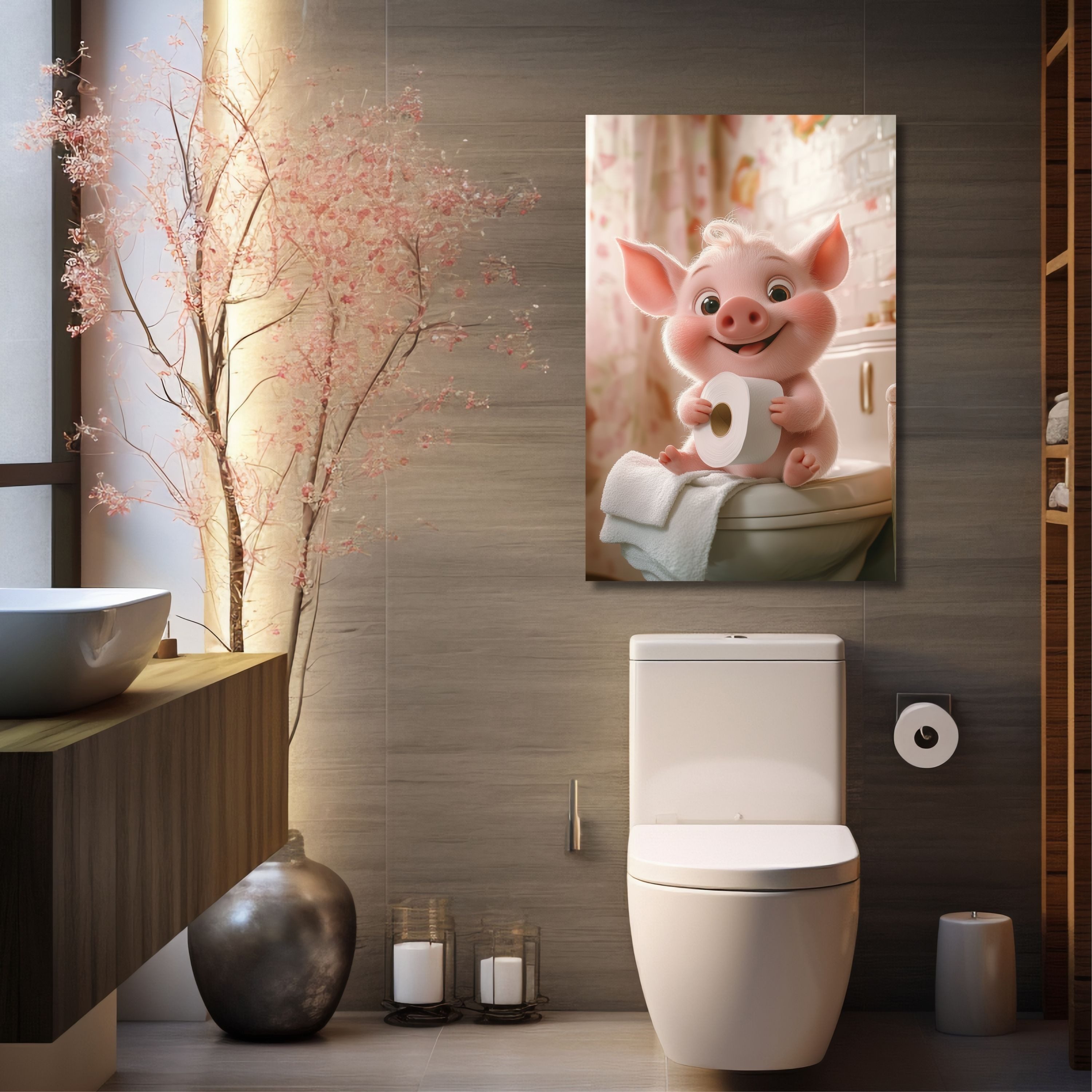 DARO Design Leinwandbild Modern Abstrakt Wandbilder XXL Wandbild Wand Deko Leinwand Bilder, (Schwein - Bild groß Wohnzimmer Schlafzimmer Esszimmer Küche Einteilig Hochformat Fotodruck Leinwände Wanddeko Abstrakte Kunst Boho), 30x20cm