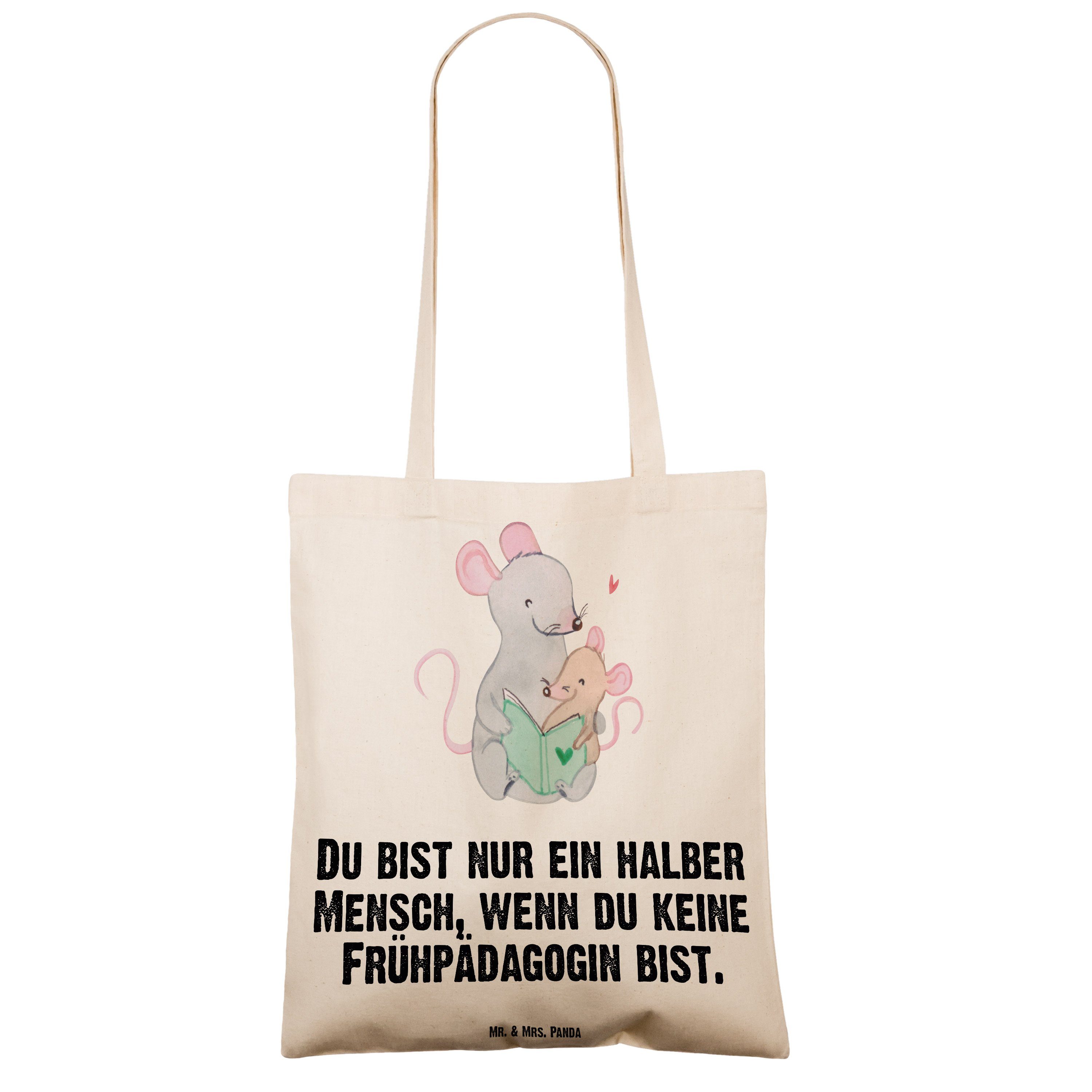 Tragetasche Kollegin, Ausbildung Herz (1-tlg) Mr. & Transparent Frühpädagogin - Panda Mrs. mit Geschenk, -