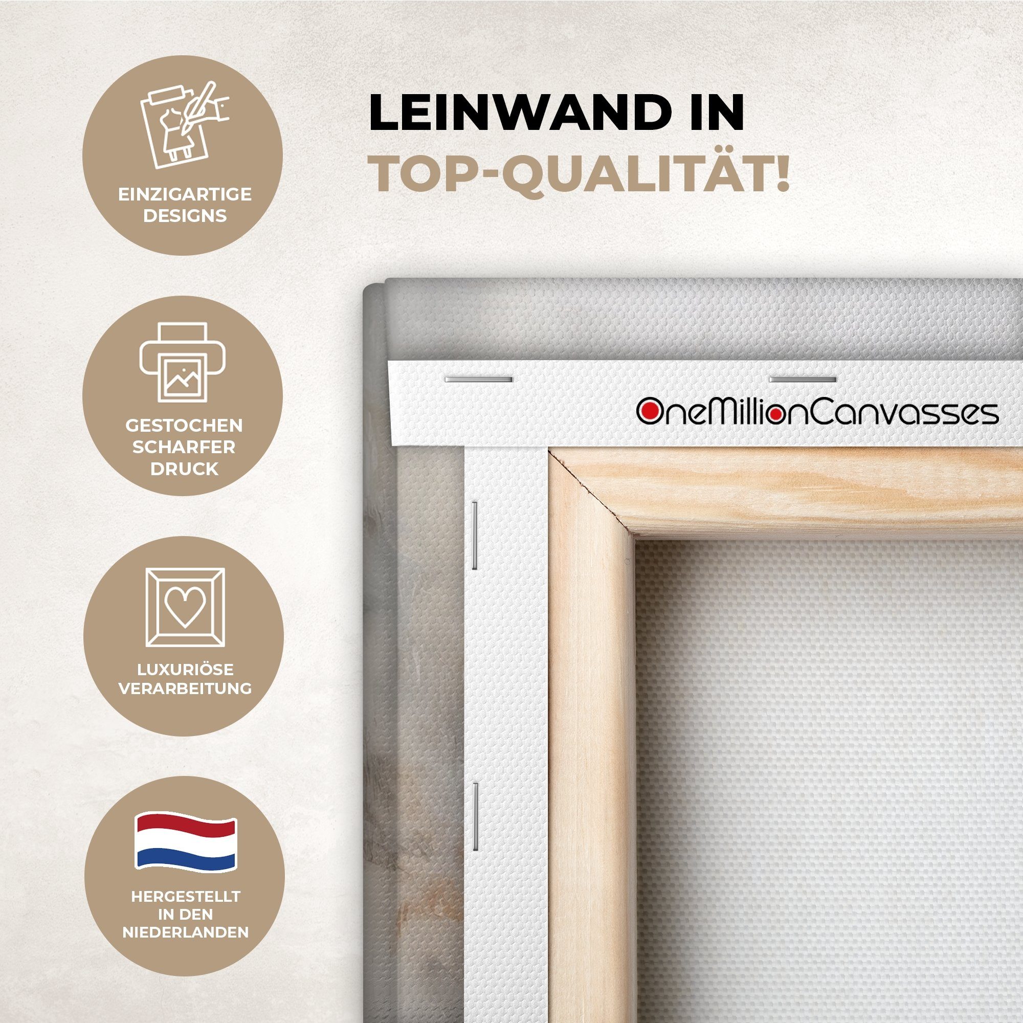 OneMillionCanvasses® Leinwandbild Farbe - Abstrakt - Beige - Kunst, Fotodruck (1 St), Leinwand Canvas Wandbild, Wanddekoration 20x30 cm