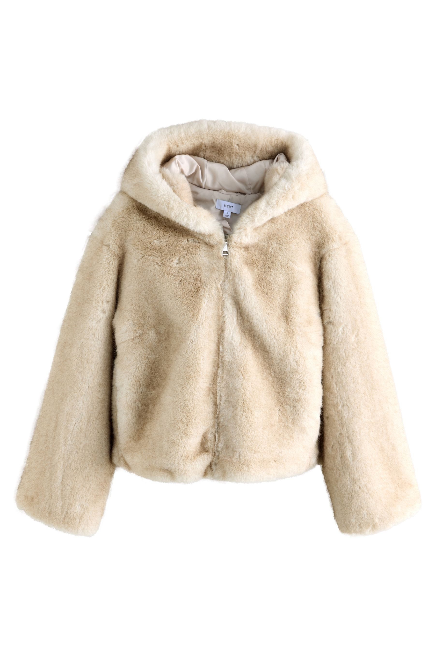 Next Fellimitatjacke Kunstfelljacke mit Kapuze + Reißverschluss (1-St) günstig online kaufen