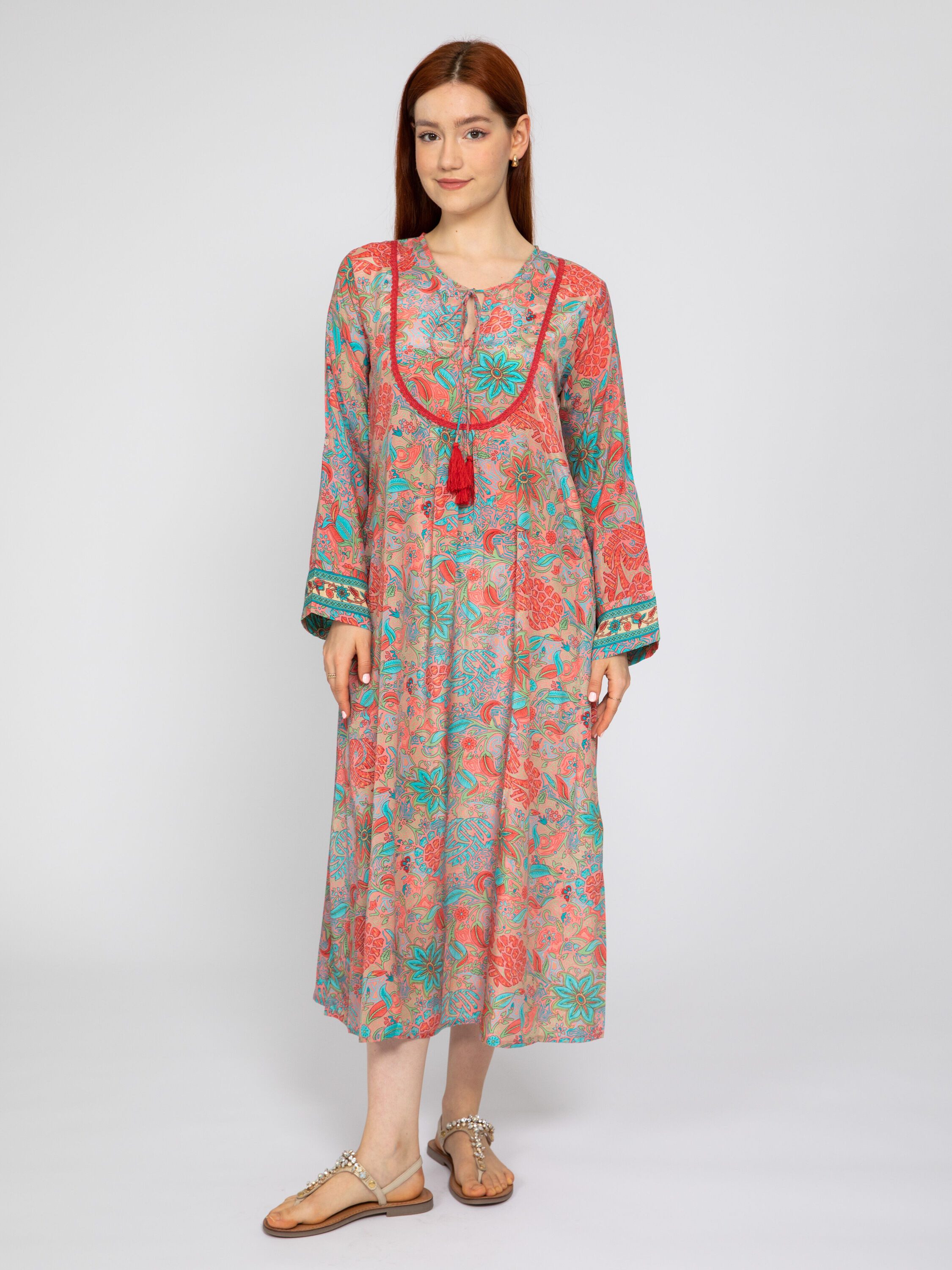 VICCI Germany A-Linien-Kleid aus Seide mit wunderschönem, mehrfarbigen Druck